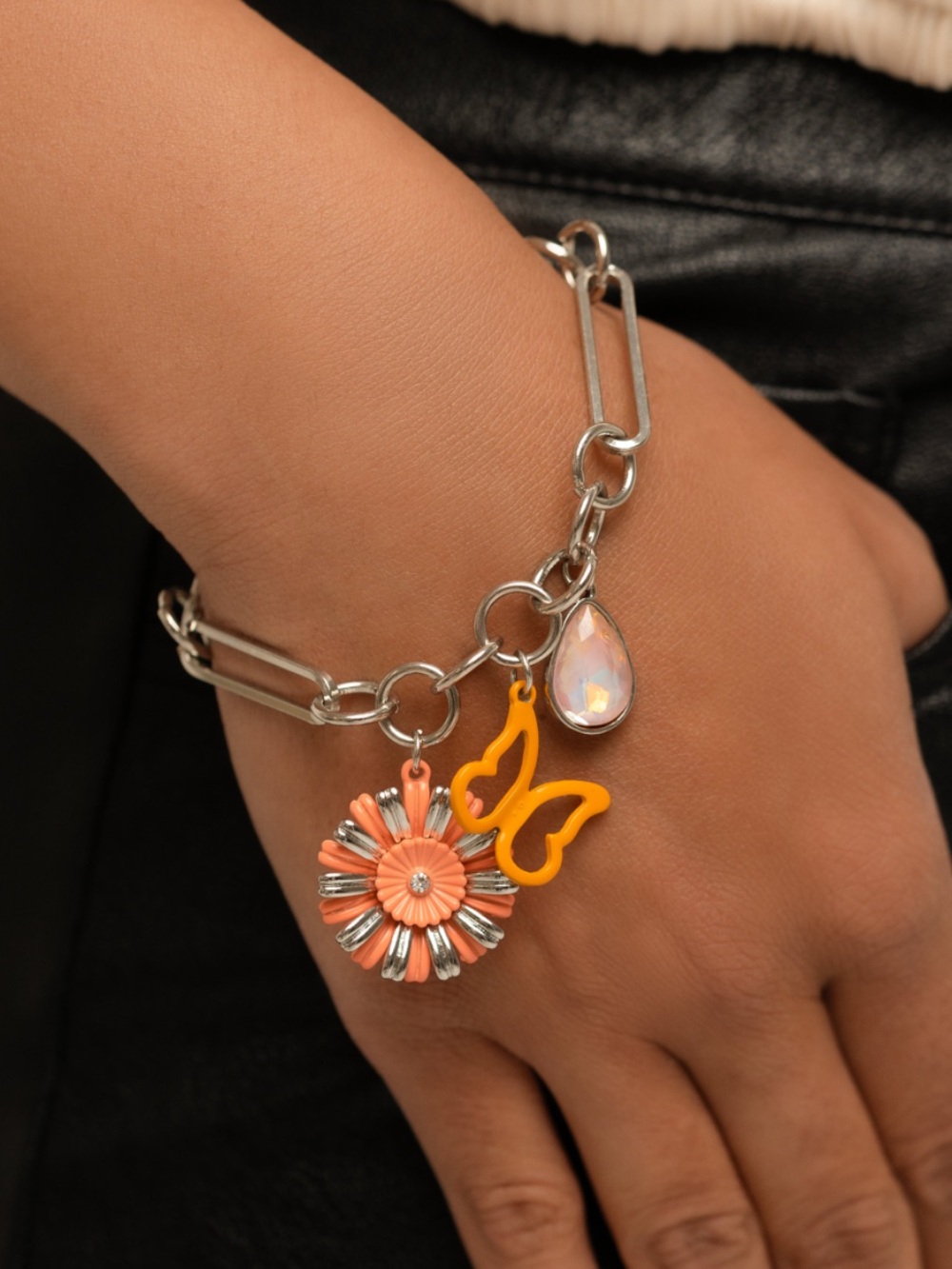 NWT Aerial Orange/Silver Charm Necklace, Earrings & Bracelet Set-3Fer! - Picture 6 of 10